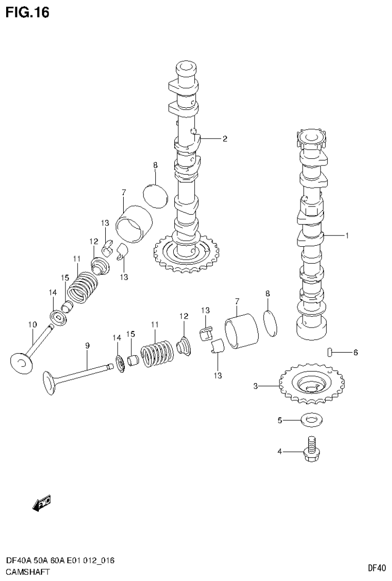 Suzuki DF40AST, DF50A, DF50ATH CAMSHAFT parts diagram